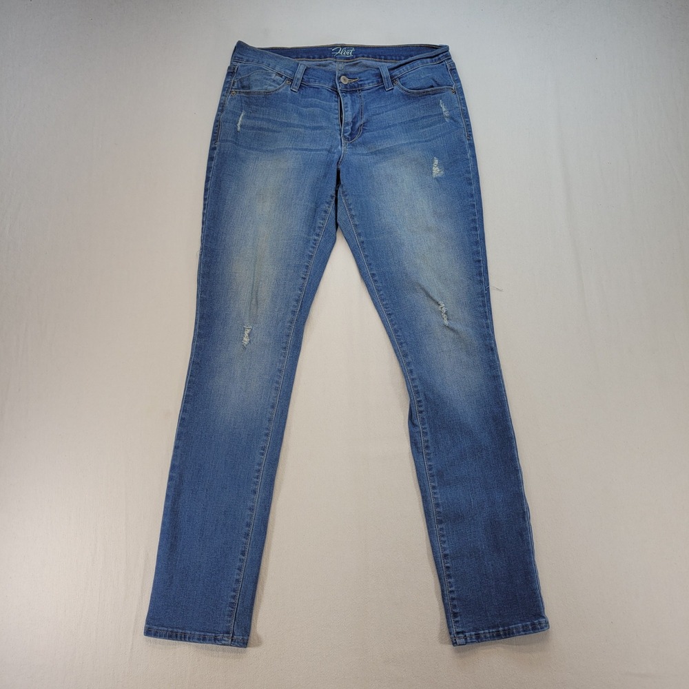 Old Navy The Flirt Jeans Womens 6 Blue Straight Distressed Mid Rise Stretch